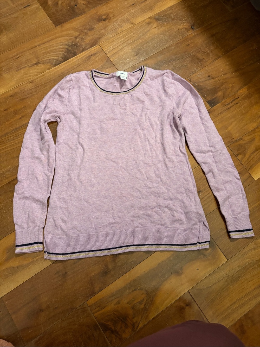 Old Navy Purple Sweater with Navy and Gold Accent Trim